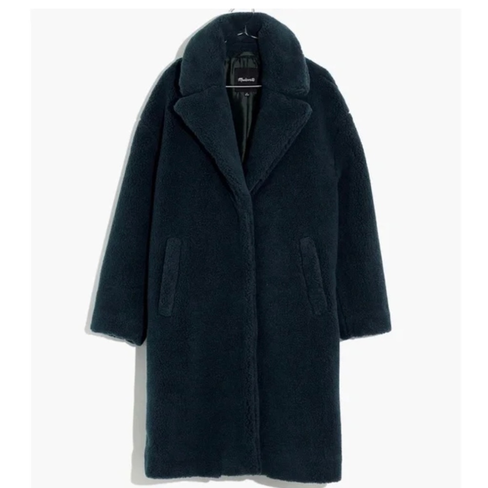 MADEWELL Sherpa Teddy Coat in Smoky Spruce Green Size M